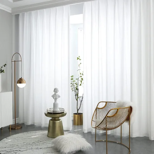 Miniatura 2 de Cortinas semitraslúcidas blancas para ventana con plisado de pellizco de 120 pulgadas de largo, 2 paneles, de terciopelo de lujo con toque suave