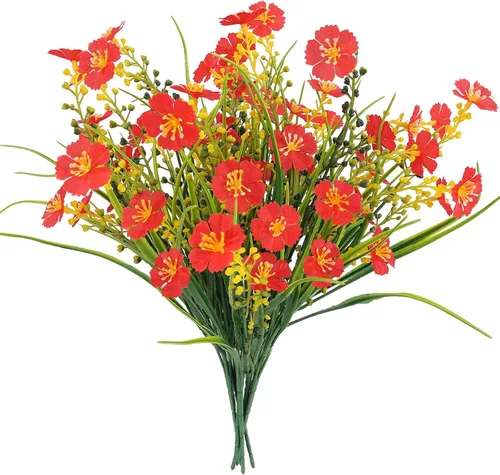 Miniatura 8 de MACTING Flores artificiales para exteriores, 6 paquetes de flores falsas resistentes a los rayos UV que no se decoloran, plantas de imitación