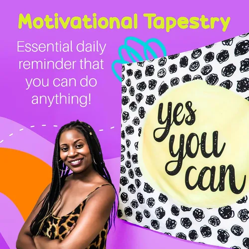Miniatura 3 de Birdy Boutique "Yes You Can" - Tapiz motivacional para colgar en la pared, con cita inspiradora de 36 x 36 pulgadas, pancarta de afirmación positiva