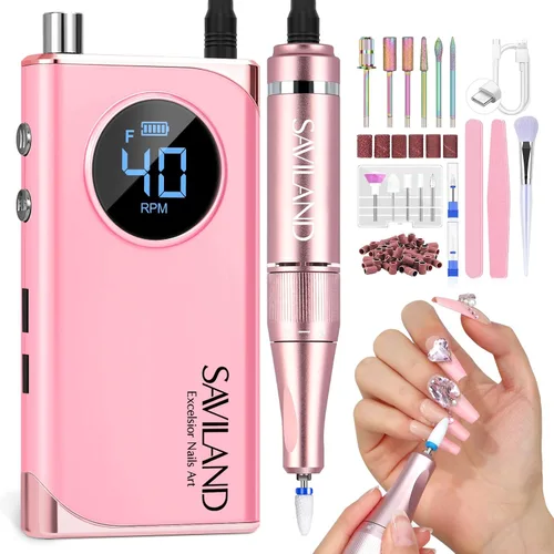 Miniatura 9 de SAVILAND Taladro de uñas eléctrico profesional de 50000 RPM: kit de taladro de uñas portátil 2026 para Nail Tech Arylic Nail Tools Elec