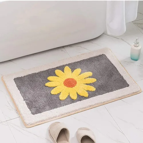 Miniatura 4 de Alfombra de baño con diseño de margaritas, suave, antideslizante, absorbente, reutilizable, lavable a máquina, decoración del hogar para baño