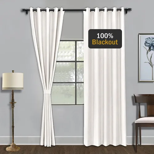 Miniatura 2 de Fcosie Cortinas opacas de lino 100 % opacas de 50 pulgadas de ancho x 63 pulgadas de largo, paneles de cortina con ojales para sala de estar