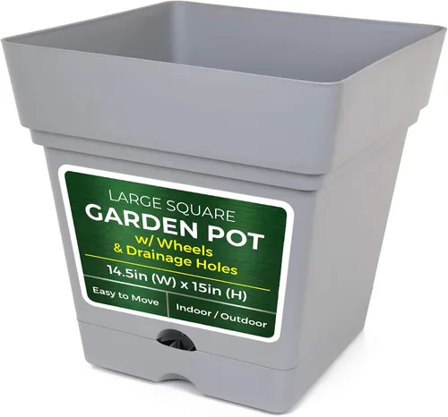 Miniatura 7 de Mintra Home - Maceta grande para jardín con ruedas, maceta de plástico ligera para plantas de interior y exterior, contenedor decorativo para porche