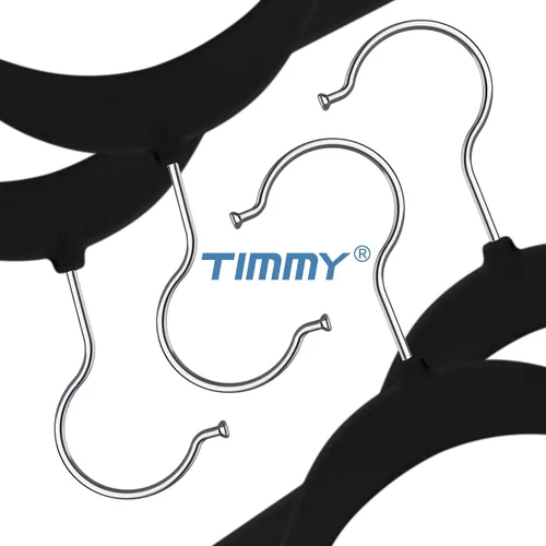 Miniatura 7 de TIMMY Perchas de terciopelo de alta calidad – Perchas negras resistentes antideslizantes que ahorran espacio para abrigos, trajes y suéteres