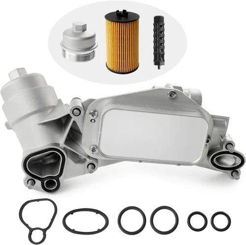 Miniatura 9 de Conjunto adaptador de carcasa del filtro del enfriador de aceite del motor con junta, inserto de filtro, tapa de aluminio compatible con Turbo 1.4L