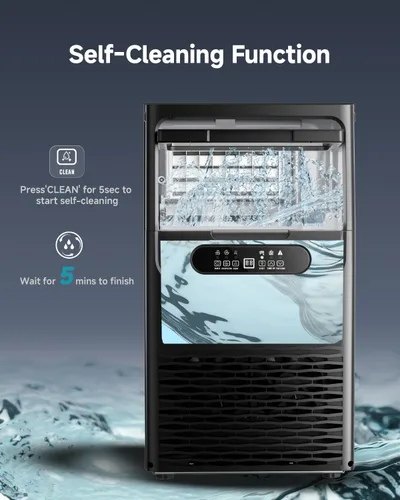 Miniatura 5 de EUHOMY Máquina comercial para hacer hielo, 80 libras/24 horas, 36 cubitos de hielo en 8-12 minutos, máquina de hielo debajo del mostrador con filtro