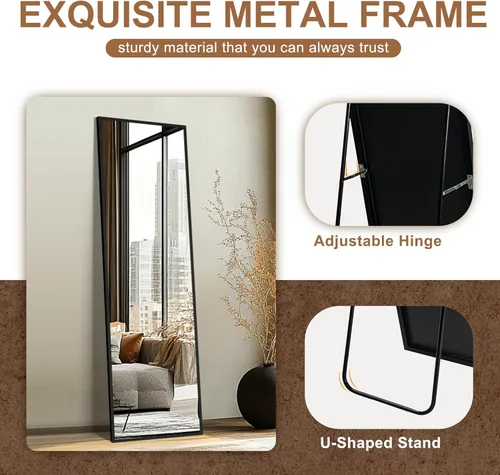 Miniatura 4 de Delma - Espejo de pared de longitud completa, espejo de pie de cuerpo completo, espejo grande de piso para pared, puerta, dormitorio, baño, sala