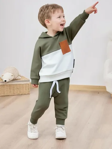 Miniatura 119 de Conjunto de ropa de otoño e invierno para bebé y niño, sudadera larga con capucha y pantalones para niños pequeños, 6, 12, 18, 24 meses, 2T