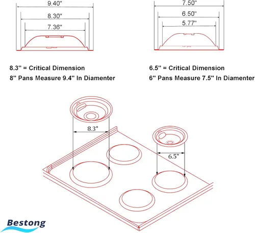 Miniatura 6 de Moldes de goteo Chrome Range compatibles con GE, Hotpoint y Kenmore Electric Stove - Reemplazo para WB31T10010, WB31T10011