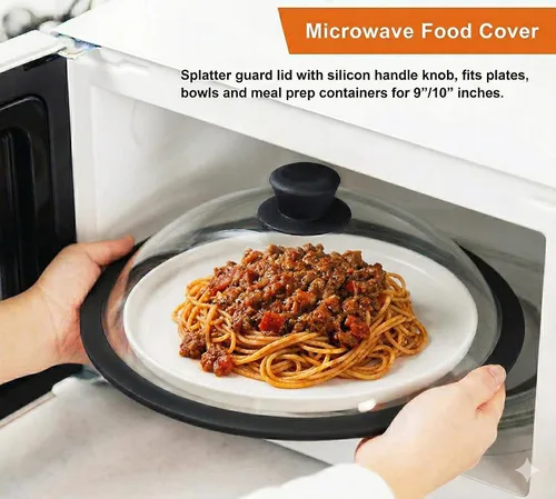 Miniatura 3 de OEC Cubierta de vidrio para microondas ventilada con mango de fácil agarre, 11.5 pulgadas (diámetro interior 10.7 pulgadas), vidrio templado