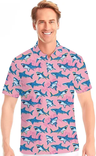 Miniatura 2 de PAGYMO Golf Shirts for Men Crazy Hawaiian Funny Print Mens Polo Shirt