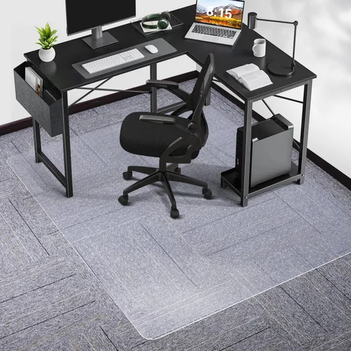 Miniatura 14 de SALLOUS Tapete para silla para alfombra, 36 x 48 pulgadas, tapete resistente para silla de oficina con labio, tapete para silla