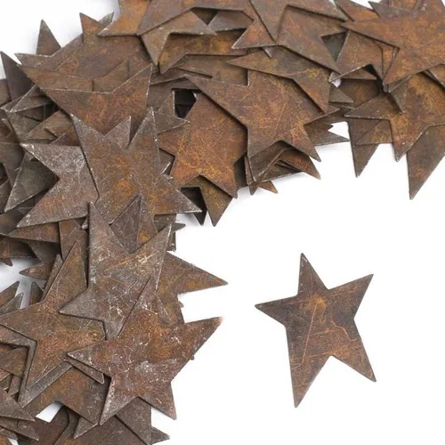 Miniatura 7 de Paquete de 36 recortes de estrella de hojalata oxidada, estrellas de metal oxidadas para manualidades – Primitivo, rústico campestre, manualidades