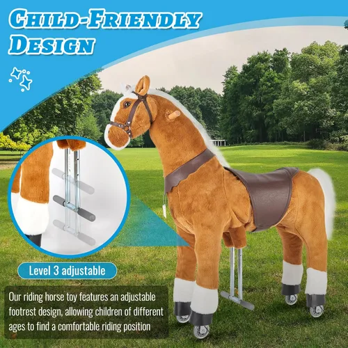 Miniatura 7 de UFREE Caballo el mejor regalo de cumpleaños para niñas. Juguete de caballo para montar que camina, altura de 36 pulgadas para niños de 4 a 9 años