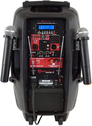 Miniatura 4 de RockvilIe RAM12BT Altavoz PA para DJ de 12 pulgadas, recargable, 600 W, 2 micrófonos, Bluetooth