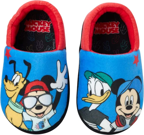 Miniatura 4 de Disney Boys Mickey Mouse Slippers Cozy Plush Fuzzy Slippers Non-Slip Non-Skid Slippers for Boys ToddlerLittle Kid