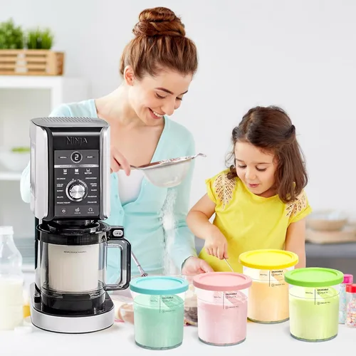 Miniatura 5 de Paquete de 4 pintas y tapas Creami Deluxe, 24oz Tamaño Familiar XL Tazas para Ninja Creami 11 en 1 NC501 NC500 Series Deluxe Ice Maker