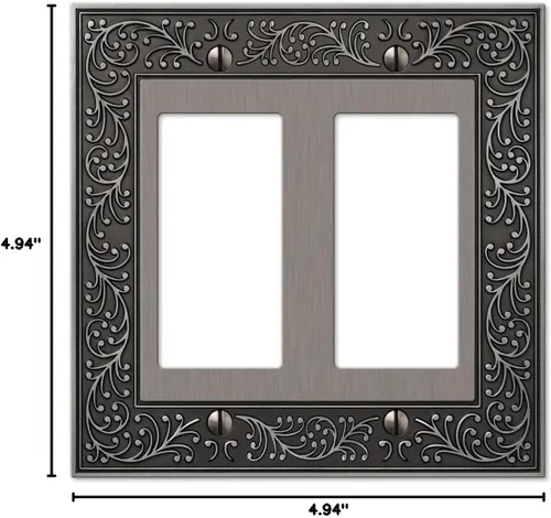 Miniatura 2 de Amerelle 43RRAN English Garden Placa de Pared, 2 Rocker, Metal Fundido, Níquel Antiguo, Paquete de 1