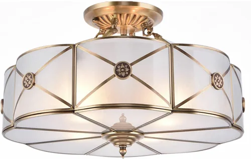 Tiffany - Lámpara de techo semiempotrada con 4 luces, pantalla de tambor vintage, lámpara de techo para dormitorio, pasillo, entrada, vestíbulo, 18