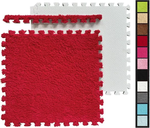 Miniatura 22 de 12 piezas de baldosas de alfombra de espuma entrelazadas para niños con borde, cuadrados gruesos de alfombra de felpa, tapetes de juego para el Negro