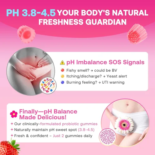 Miniatura 3 de Gomitas de equilibrio femenino para mujer, gomitas de equilibrio de pH prémium con probióticos para el equilibrio de la flora vaginal, suplemento