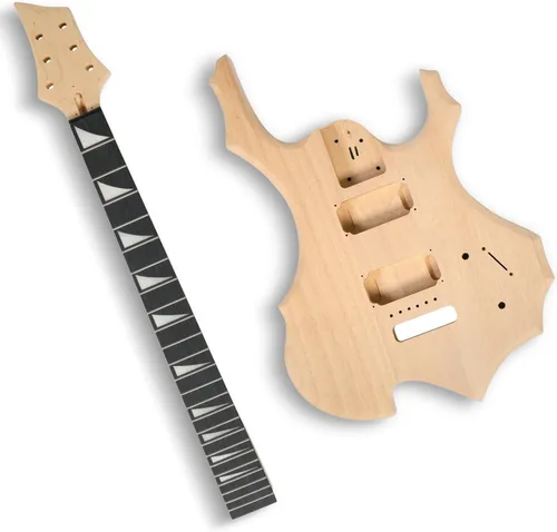 Miniatura 10 de Ktaxon Kit de guitarra eléctrica DIY con cuerpo de caoba, kit de guitarra eléctrica de 6 cuerdas de tamaño completo con cuello de arce, correa