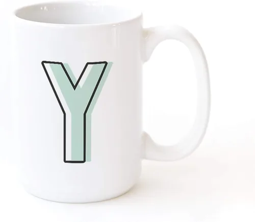 The Cotton & Canvas Co. Candy Pop - Taza de café personalizada con monograma inicial y letra Y, taza de café de cerámica de porcelana. Para ella,
