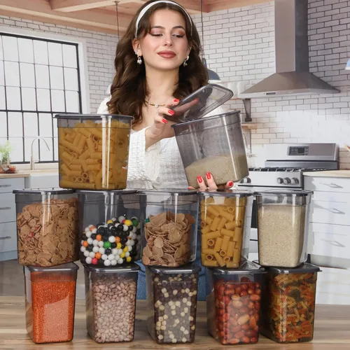 Miniatura 2 de T&D HOME GOODS Tarros de almacenamiento con tapa, herméticos, juego de 12 recipientes de almacenamiento, sin BPA, contenedor de almacenamiento