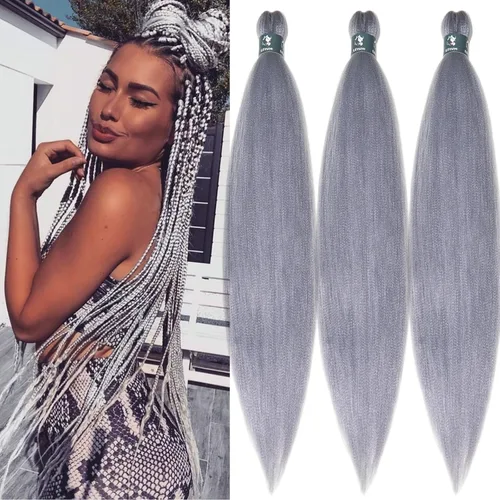 Miniatura 60 de pelo trenzado preestirado marrón, pelo trenzado Kanekalo, pelo trenzado preestirado de 26 pulgadas, 6 paquetes plegados, textura Yaki, extensiones