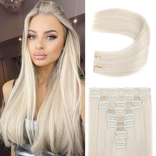 Miniatura 24 de REECHO Extensiones de cabello, 11 piezas de extensiones de cabello con clip de 24 pulgadas de largo, lacio, HE005, extensiones sintéticas naturales