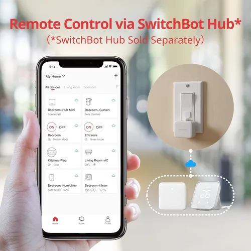 Miniatura 6 de Switchbot Empujador de botón de interruptor inteligente (Bluetooth): Fingerbot para interruptor basculante/botones unidireccionales, control