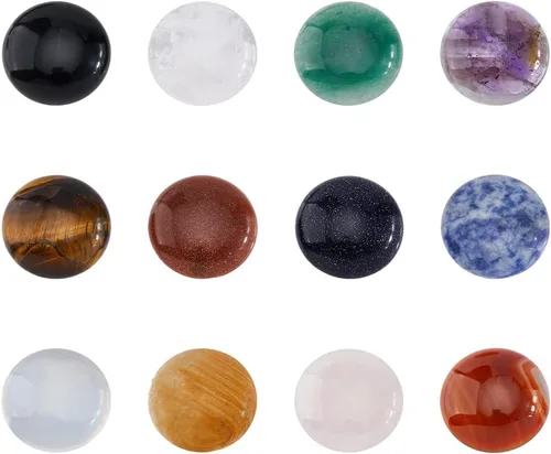 Miniatura 10 de SUPERFINDINGS 46 cabujones de piedras preciosas naturales de 0.236 pulgadas (0.236 in), cuentas de cabujón medio redondo, piedras de 23