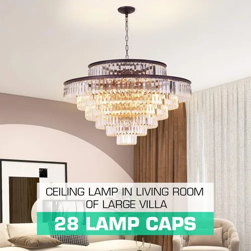 Miniatura 3 de Candelabros y luces de cristal de estilo moderno cromado redondos colgantes clásicos, lámpara colgante de techo accesorio de iluminación de 5