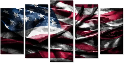 iHAPPYWALL 5 piezas de lienzo de bandera estadounidense de Estados Unidos, arte de pared de banderas vintage, impresión giclée, arte patriótico para