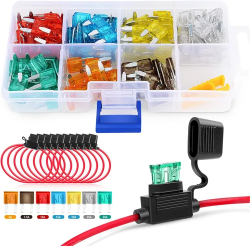 Miniatura 12 de Nilight - 50029R 120 piezas de fusibles de hoja estándar 5A/7.5A/10A/15A/20A/25A/30A AMP juego surtido con 10 paquetes de portafusibles en línea