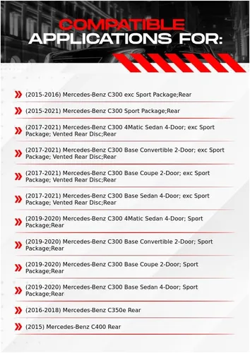 Miniatura 2 de R1 Concepts Kit de freno trasero para Mercedes-Benz C300 2015-2021, Mercedes-Benz C350e 2016-2018, Mercedes-Benz C400e 2015 Rotores de freno