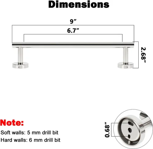 Miniatura 2 de NearMoon - Barra para toallas de baño, accesorios de baño de acero inoxidable, para toalla de ducha para baño, soporte de toalla montado en la pared