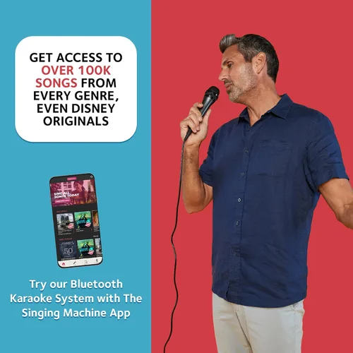 Miniatura 6 de Sistema de karaoke con Bluetooth parte superior para carga de CDG, espectáculo de discoteca sonido y luces (negro) SML385BTBK Singing Machine, Negro
