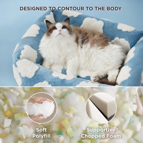 Miniatura 2 de LE SURE Bonita cama para perros y gatos pequeños, camas lavables para cachorros, acogedor sofá ortopédico rectangular para mascotas con felpa