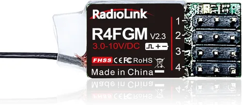 Radiolink R4FGM V2.3 2.4Ghz 4 canales RC Gyro Receptor para Mini RC Cars 1,312.3 ft Control de largo alcance para control remoto RC RC8X/RC6GS
