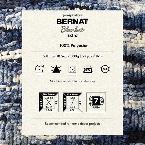 Miniatura 8 de Bernat - Estambre para mantas Extra Negro, 2 paquetes de 300g/10.5 onzas, poliéster, #7, jumbo, tejido de punto/ganchillo