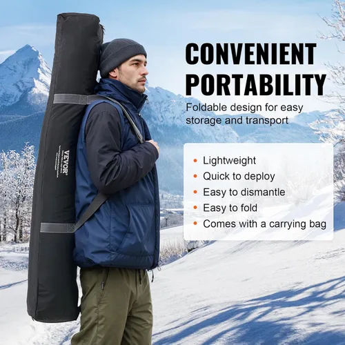 Miniatura 7 de VEVOR Portable Pop-Up Tent, 1-8 Person Insulated Shelter, Large Fishing Area, Hub-Style Shanty for Winter Fishing, Waterproof Oxford Ice Cube with