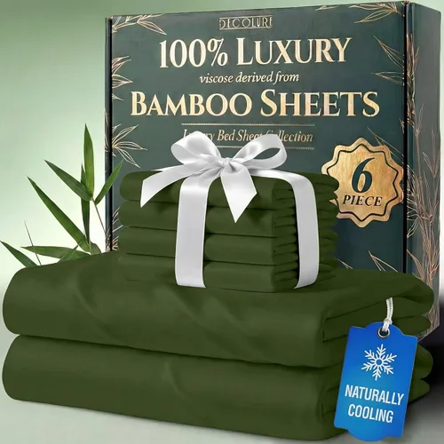 Miniatura 15 de DECOLURE Juego de sábanas 100% viscosa derivada de bambú, tamaño individual, sábanas de lujo de 4 piezas de enfriamiento natural, juego de cama