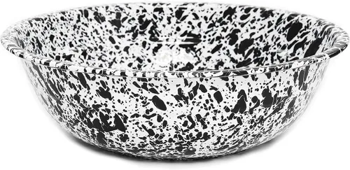 Enamelware Cuenca Mediana, 8 cuartos de galón, Negro/Blanco Splatter (individual)