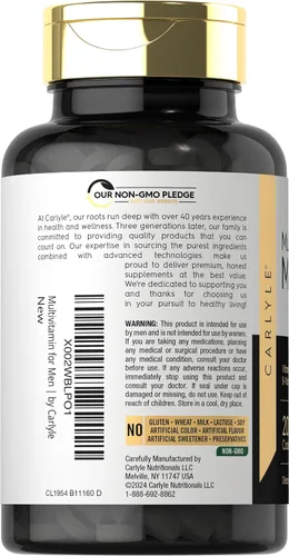Miniatura 3 de Carlyle Multivitamin for Men 50+ 200 Count with B Vitamins, Vitamin D, Magnesium & Zinc Non-GMO, Gluten Free Supplement