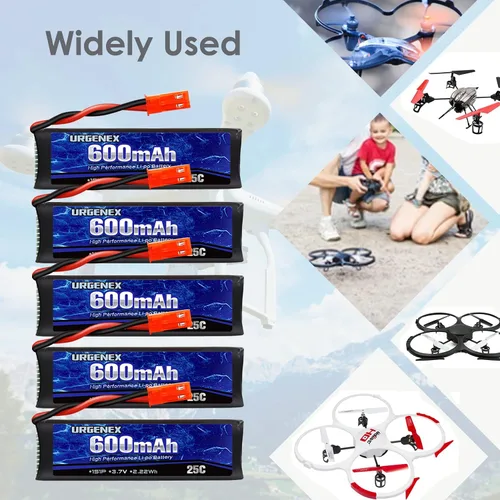 Miniatura 6 de 3.7 V Lipo Batería 600 mAh con JST Plug 1S Li-Po Batería con Cargador de Batería X5 para UDI U817 U817A V959 V222 V929 RC Drone Quadcopter 5PCS