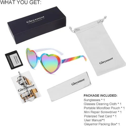 Miniatura 7 de Gleyemor Gafas de sol polarizadas en forma de corazón para mujer, gafas de moda, accesorios de moda
