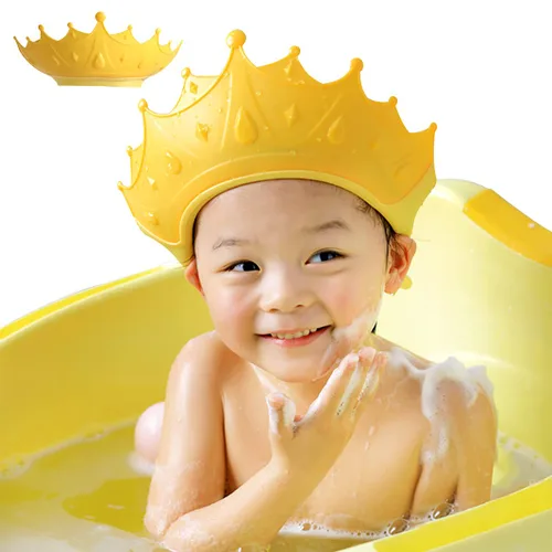 Miniatura 7 de Gorro de baby shower, gorro de ducha para niños, sombrero de visera para protección de ojos y oídos para niños de 0 a 9 años, bonita forma de corona