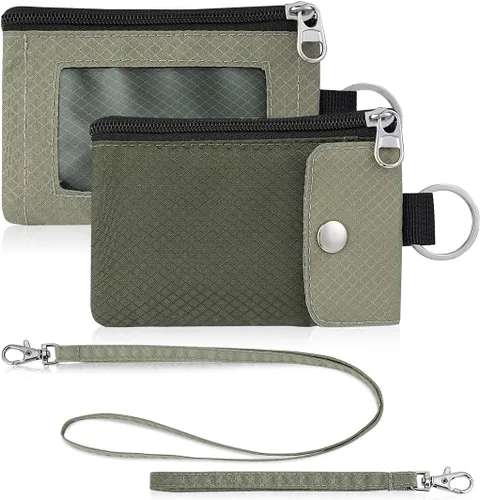 Miniatura 60 de Artpaxy Cartera minimalista para hombres y mujeres, llavero con bloqueo RFID, con cremallera, pequeña cartera con ventana de identificación, 2