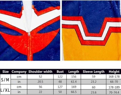 Miniatura 7 de Kuberas My Hero Academia All Might Pajamas Anime Jumpsuit Zipper Footed Cosplay Costume Unisex